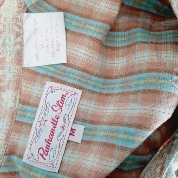 PANHANDLE SLIM | Western Floral Plaid Check Button Down Shirt Women's M - Picture 8 of 8